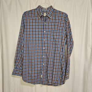 Peter Millar Men’s Medium Plaid Button Down Shirt Cotton Wool Blend